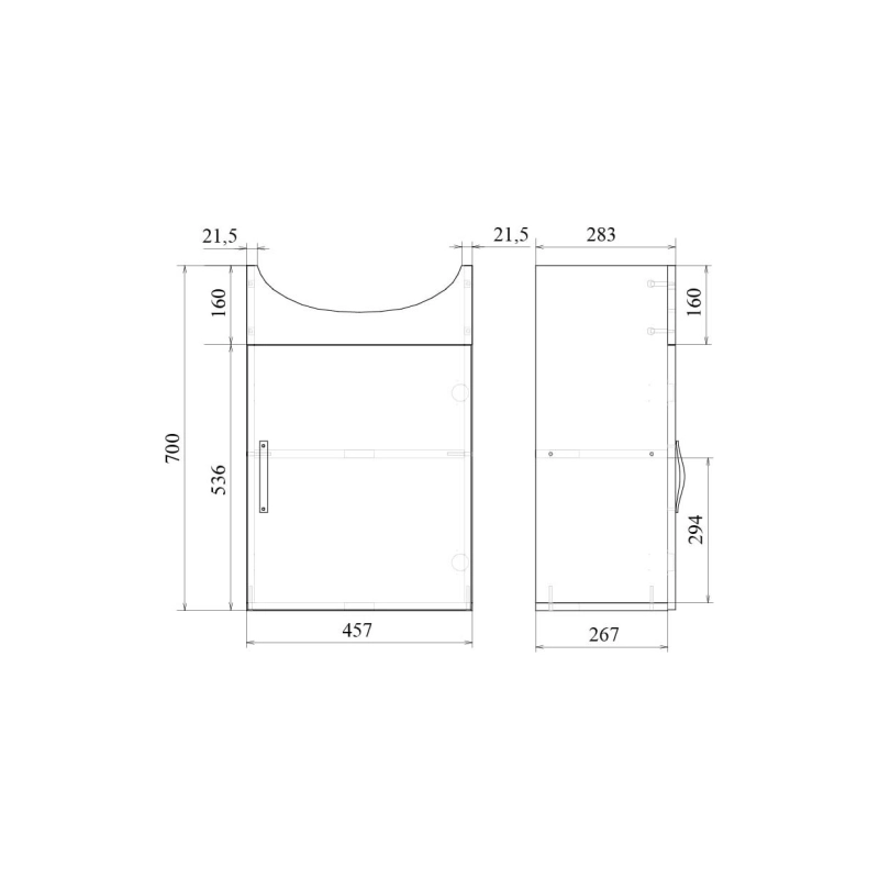 Тумба Лайт 50 50х70х27 см, напольная, с раковиной Балтика 50, белый, УТ000072194