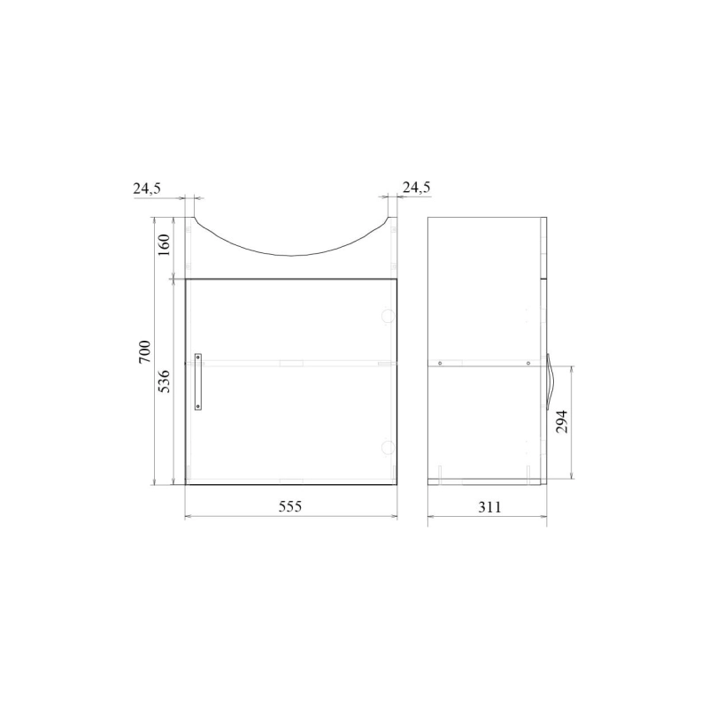 Тумба Лайт 60 60х70х31 см, напольная, с раковиной Балтика 60, белый, УТ000072216