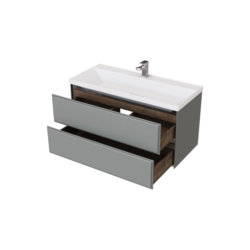 Тумба Dante 100 100х50х45 см, подвесная, с раковиной Style 100, серый, УТ000094185