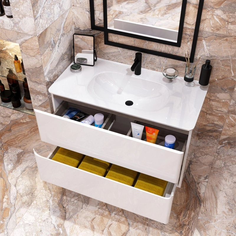 Тумба Savag 100 100х60х49 см, подвесная, с раковиной Astra 100, белый глянец, УТ000094031