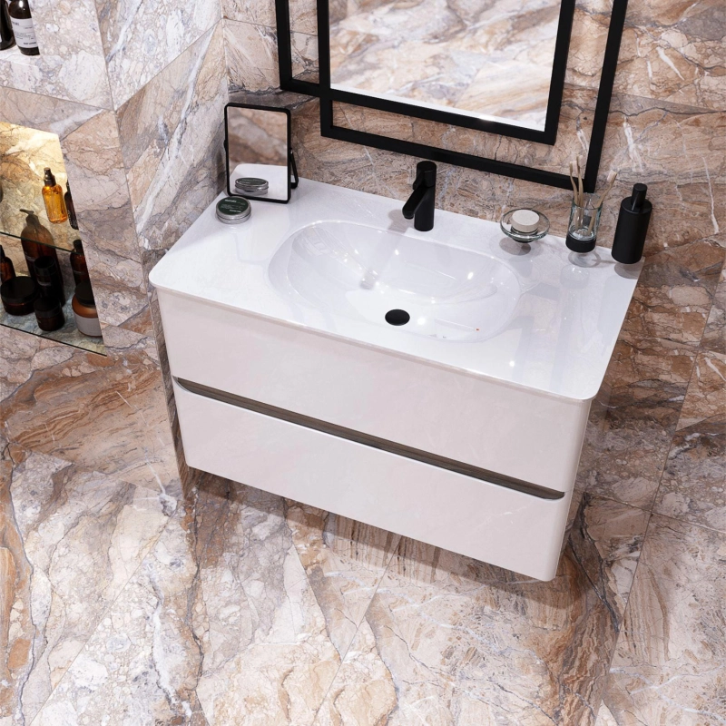 Тумба Savag 100 100х60х49 см, подвесная, с раковиной Astra 100, белый матовый, УТ000094193