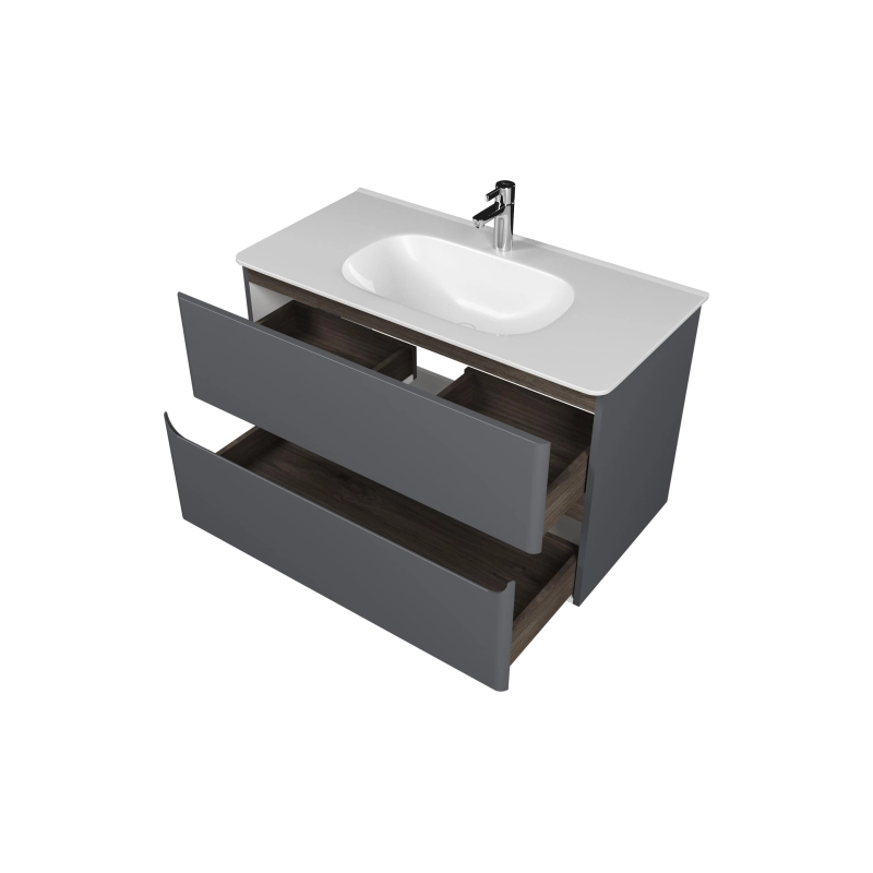 Тумба Savag 100 100х60х49 см, подвесная, с раковиной Astra 100, серый матовый, УТ000094194