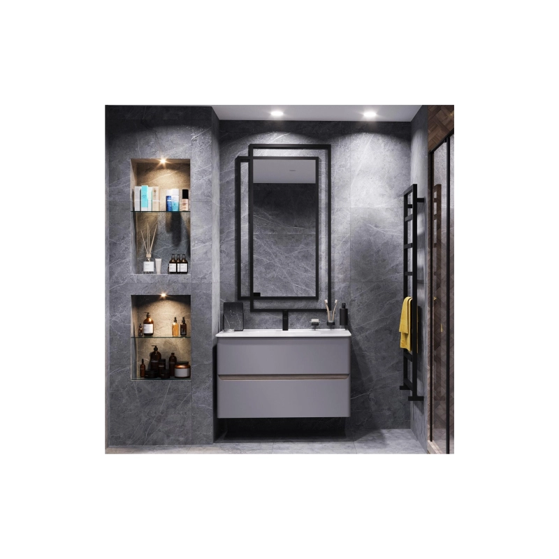 Тумба Savag 100 100х60х49 см, подвесная, с раковиной Astra 100, серый матовый, УТ000094194