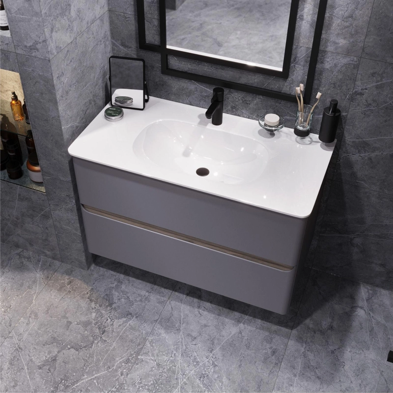 Тумба Savag 100 100х60х49 см, подвесная, с раковиной Astra 100, серый матовый, УТ000094194