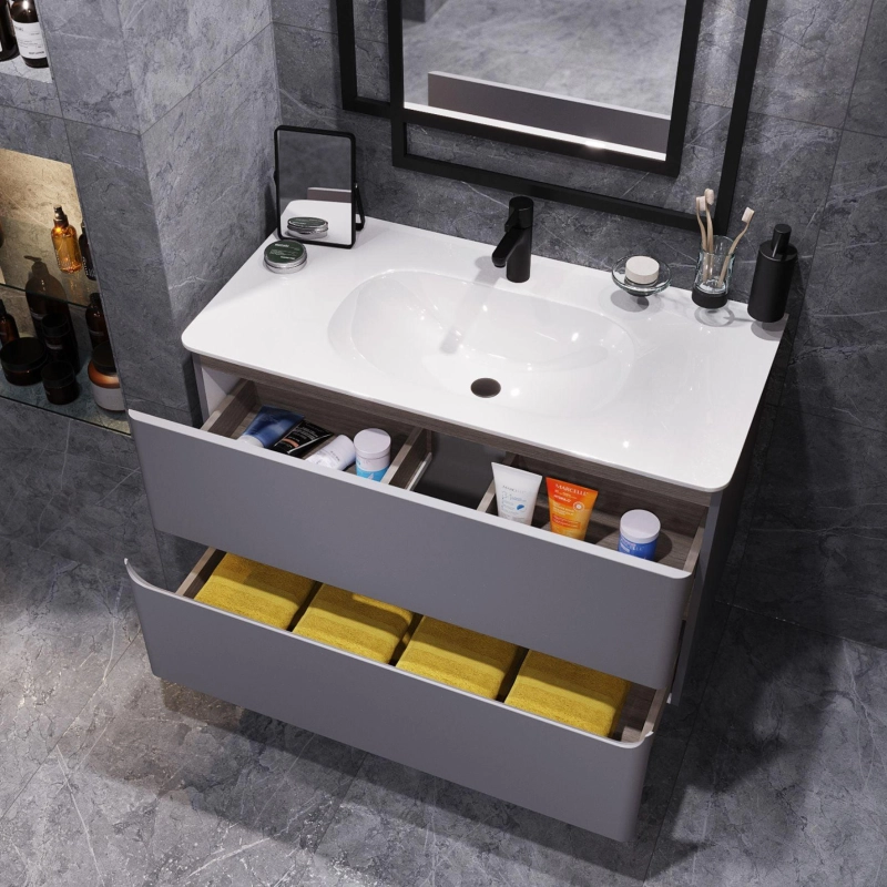 Тумба Savag 100 100х60х49 см, подвесная, с раковиной Astra 100, серый матовый, УТ000094194