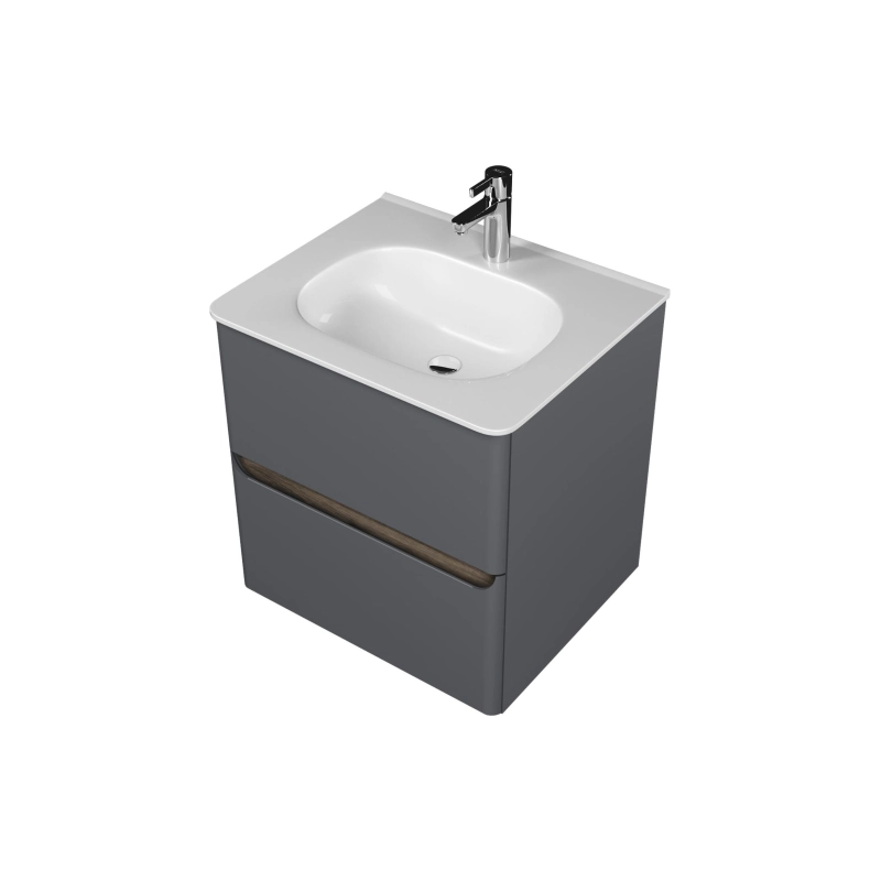 Тумба Savag 60 60х60х49 см, подвесная, с раковиной Astra 60, серый матовый, УТ000094190