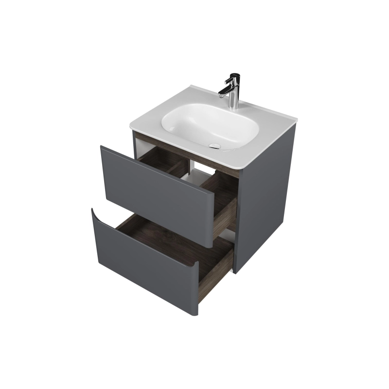 Тумба Savag 60 60х60х49 см, подвесная, с раковиной Astra 60, серый матовый, УТ000094190
