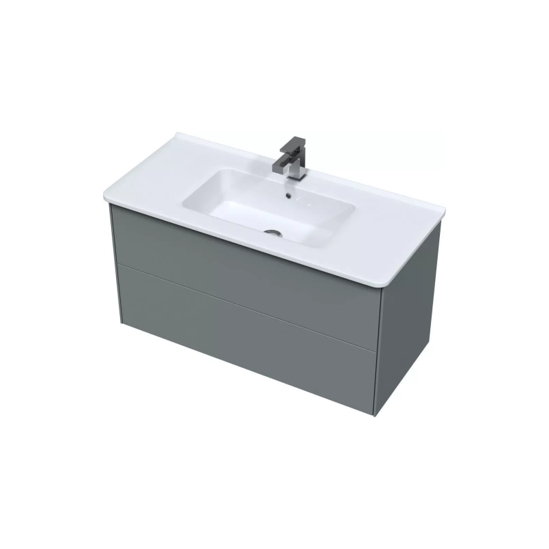 Тумба Ultra 100 100х50х44 см, подвесная, с раковиной More 100, серый матовый, УТ000068497