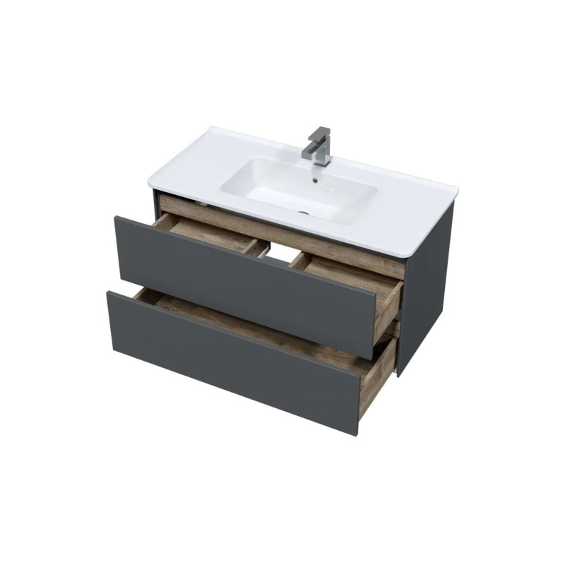 Тумба Ultra 100 100х50х44 см, подвесная, с раковиной Premier 100, серый матовый, УТ000066698