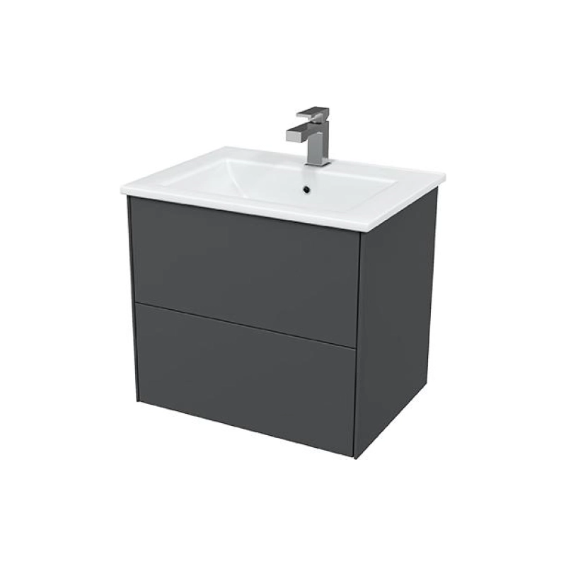 Тумба Ultra 60 60х50х44 см, подвесная, с раковиной Next 60, серый матовый, УТ000066691