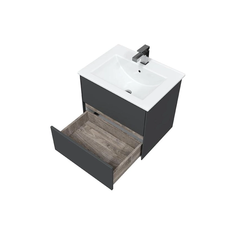 Тумба Ultra 60 60х50х44 см, подвесная, с раковиной Next 60, серый матовый, УТ000066691