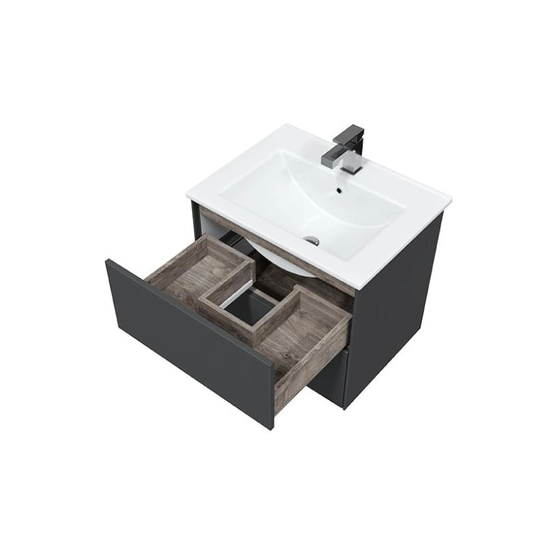 Тумба Ultra 60 60х50х44 см, подвесная, с раковиной Next 60, серый матовый, УТ000066691