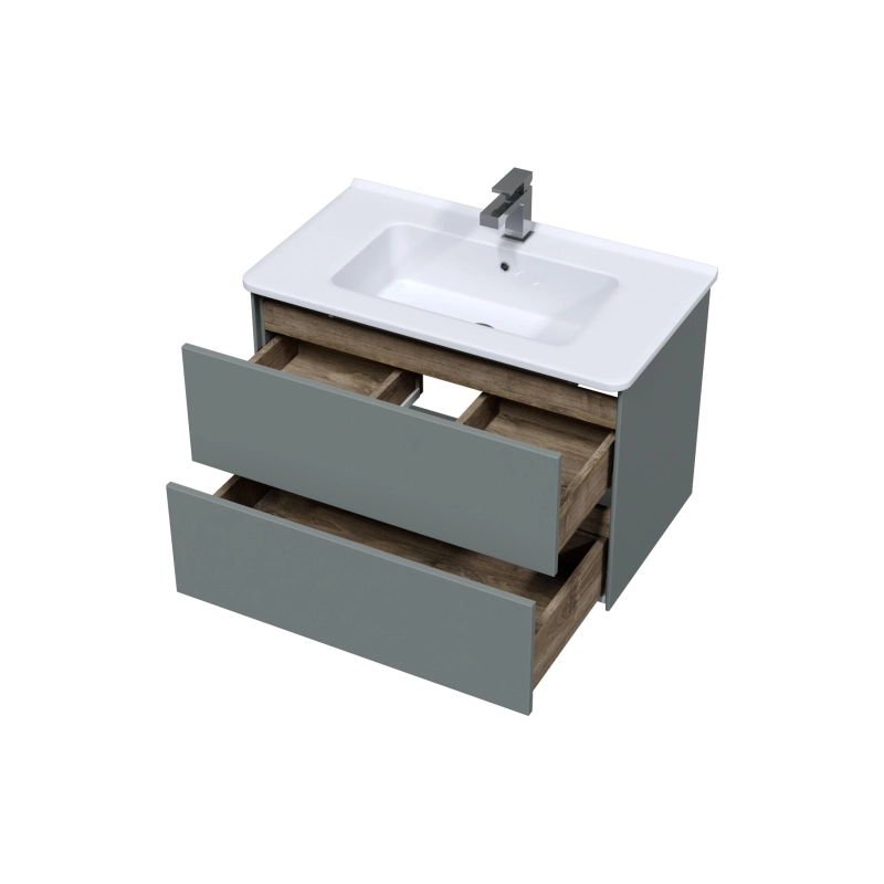 Тумба Ultra 80 80х50х44 см, подвесная, с раковиной Next 80, серый матовый, УТ000066694