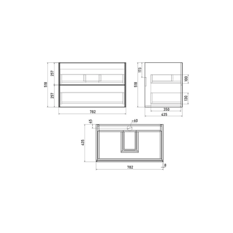 Тумба Ultra 80 80х50х44 см, подвесная, с раковиной Next 80, серый матовый, УТ000066694