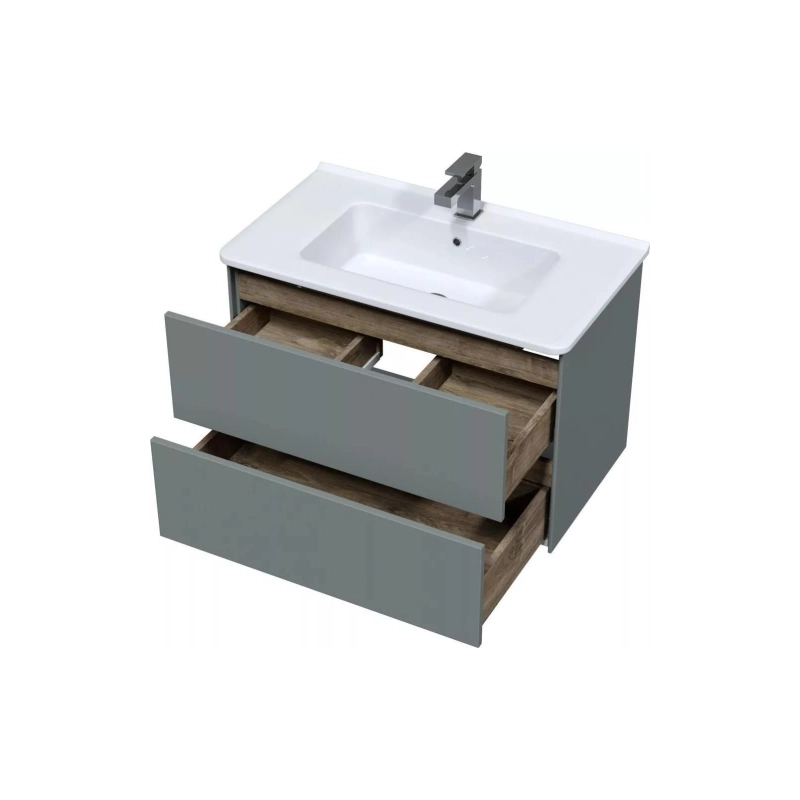 Тумба Ultra 80 80х50х44 см, подвесная, с раковиной Premier 80, серый матовый, УТ000068465