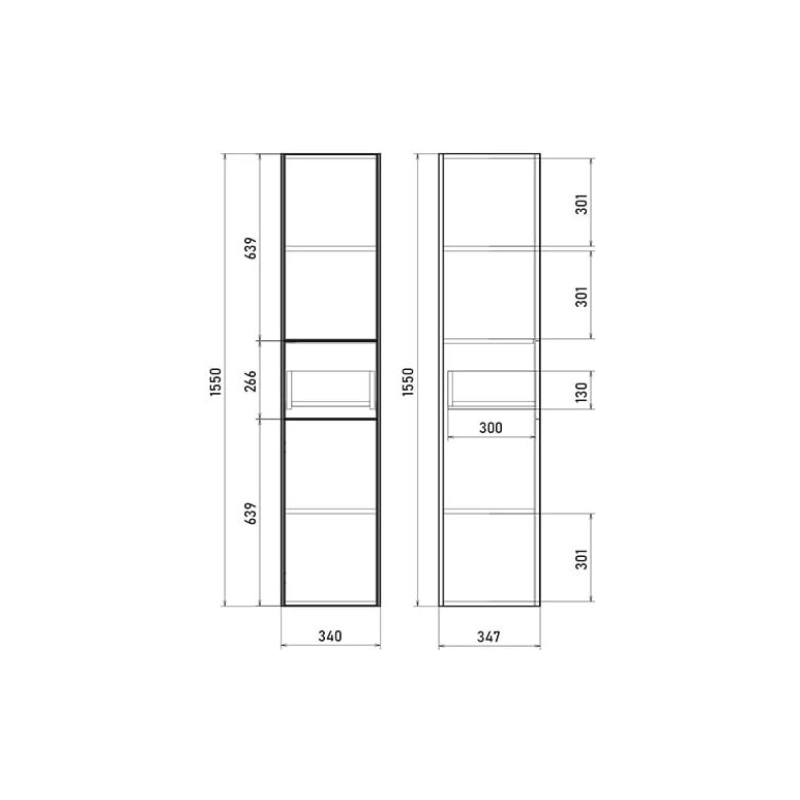 Пенал Ultra 34 34х155х35 см, подвесной, универсальный, белый глянец, УТ000067154