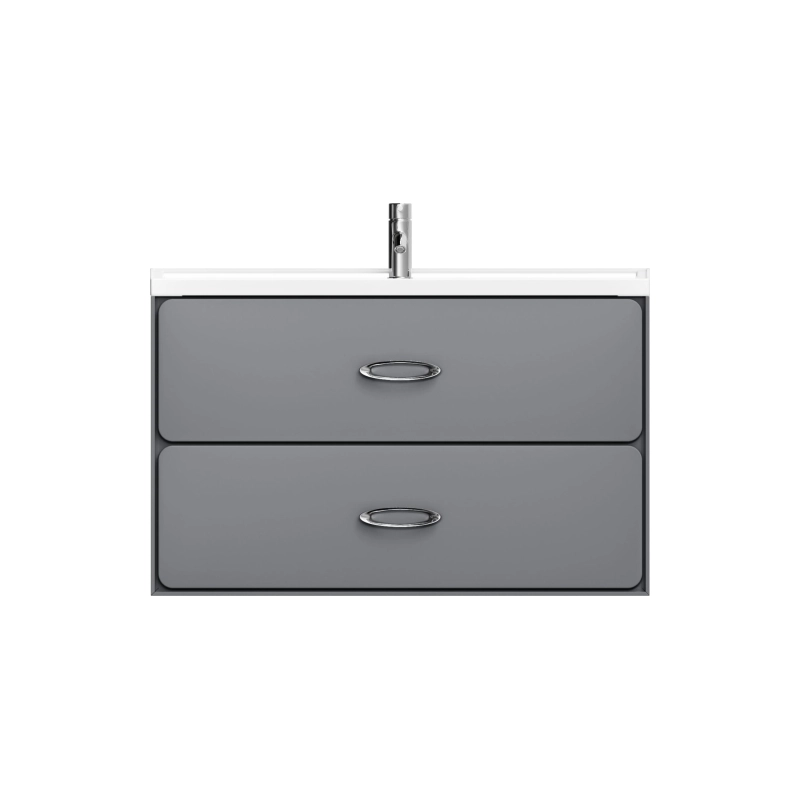 Тумба Viva 100 100х60х45 см, подвесная, с раковиной Conte 100, серый матовый, УТ000093167