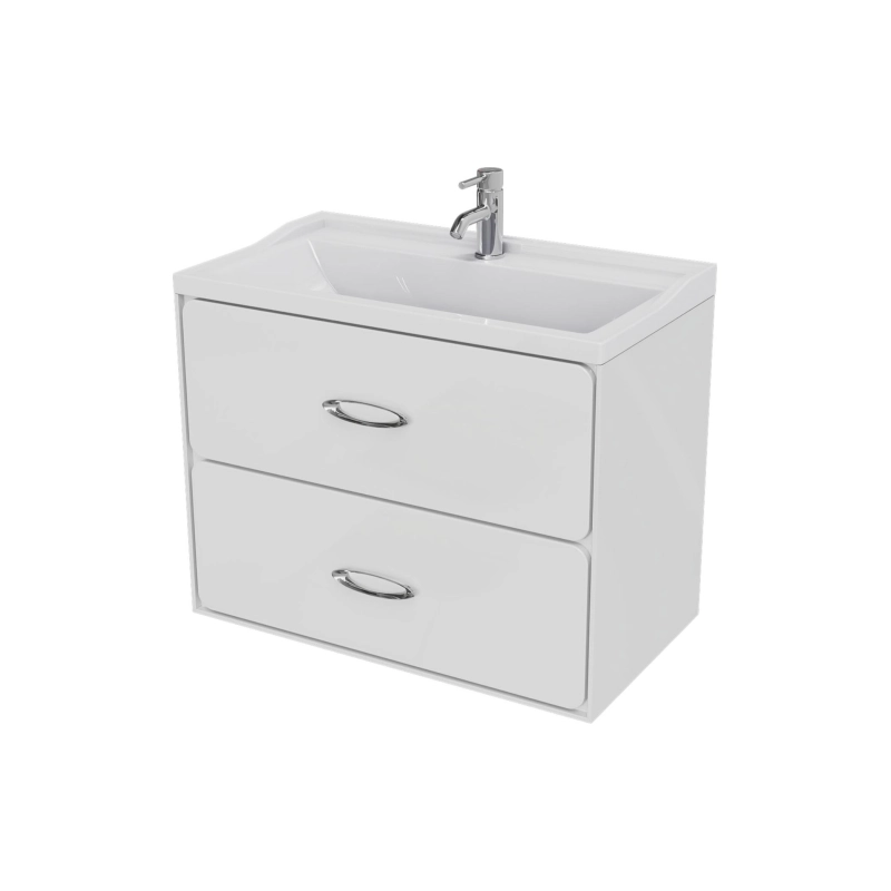 Тумба Viva 80 80х60х45 см, подвесная, с раковиной Conte 80, белый глянец, УТ000094187