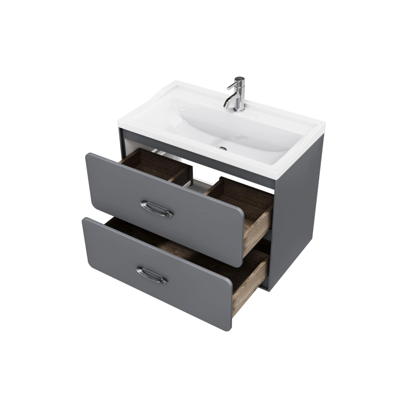 Тумба Viva 80 80х60х45 см, подвесная, с раковиной Conte 80, серый матовый, УТ000084561