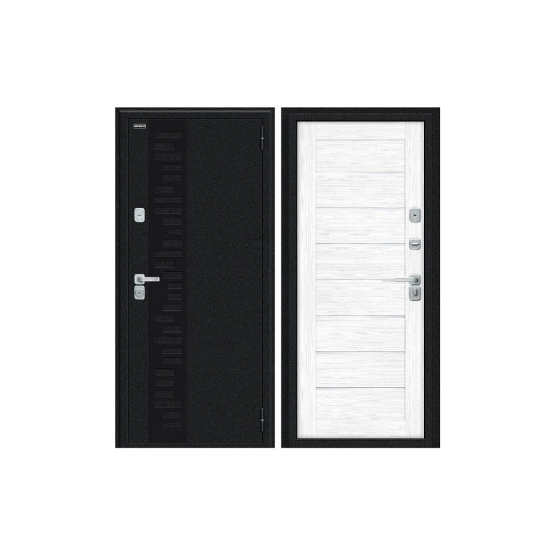 Дверь входная THERMO-2 Техно Декор-2 2050/860 Правая /Snow Melinga WW/Букле черное