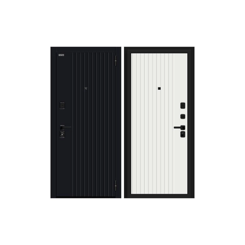 Дверь входная R-3 Граффити-32/32 2050/860 Левая /Total black/Super white/Лунный камень