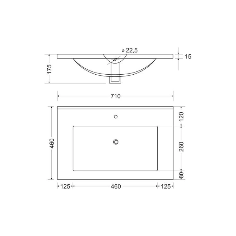 Раковина Next 70 710х460х175 накладная, прямоугольная, белый, УТ000051198