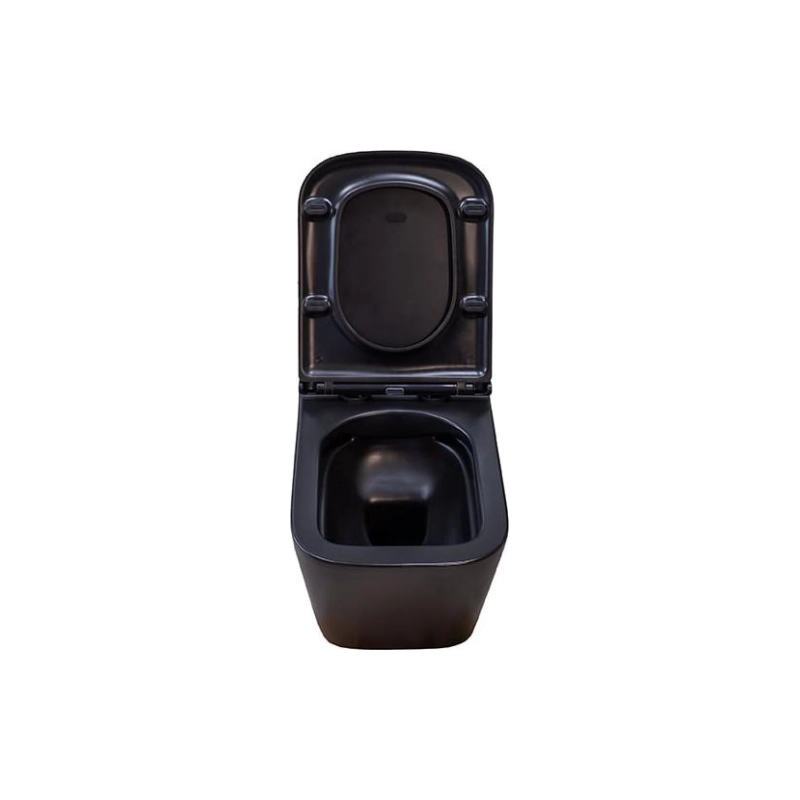 Унитаз подвесной CUBE 2 BLACK, безободковый, сиденье дюропласт, микролифт, УТ000063646