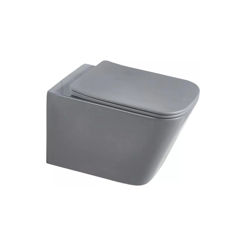 Унитаз подвесной CUBE 2 GREY, безободковый, сиденье дюропласт, микролифт, УТ000063646