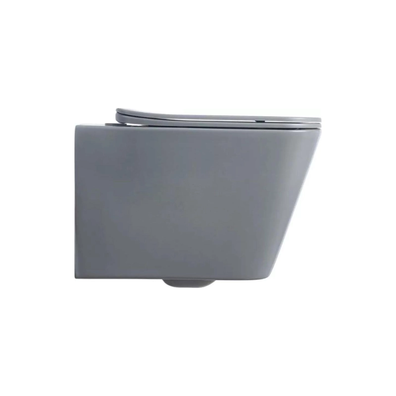 Унитаз подвесной CUBE 2 GREY, безободковый, сиденье дюропласт, микролифт, УТ000063646
