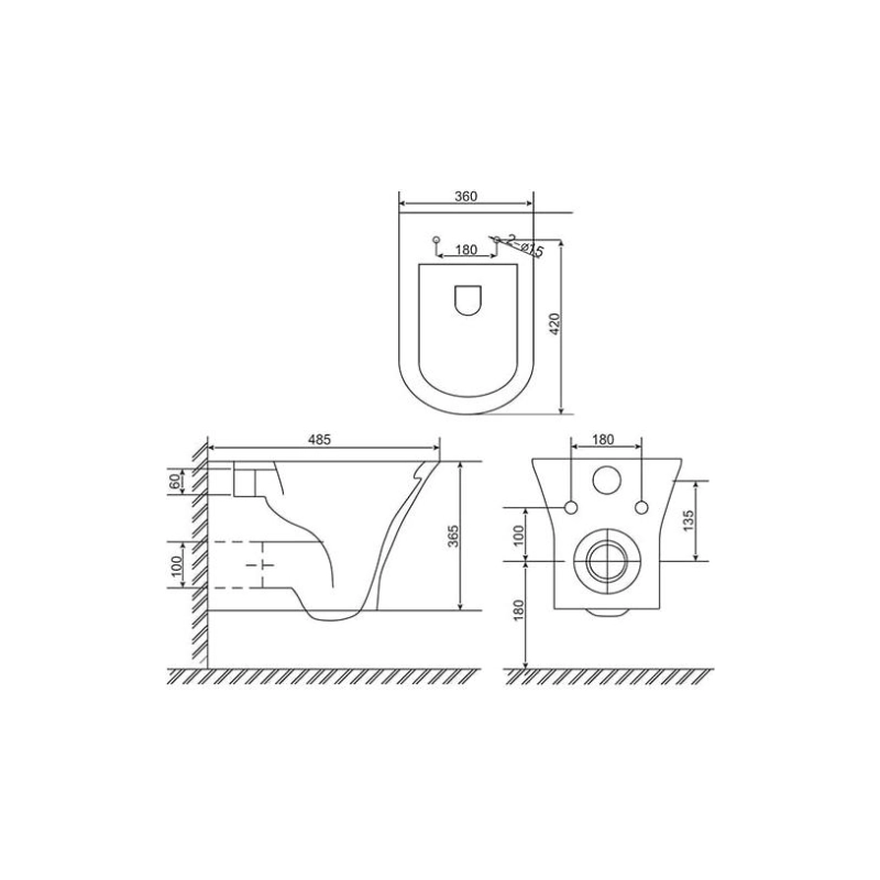Унитаз подвесной OMEGA, безободковый, сиденье дюропласт, микролифт, УТ000051491