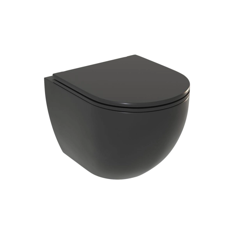 Унитаз подвесной PANDORA 2 BLACK, безободковый, сиденье дюропласт, микролифт, УТ000063637