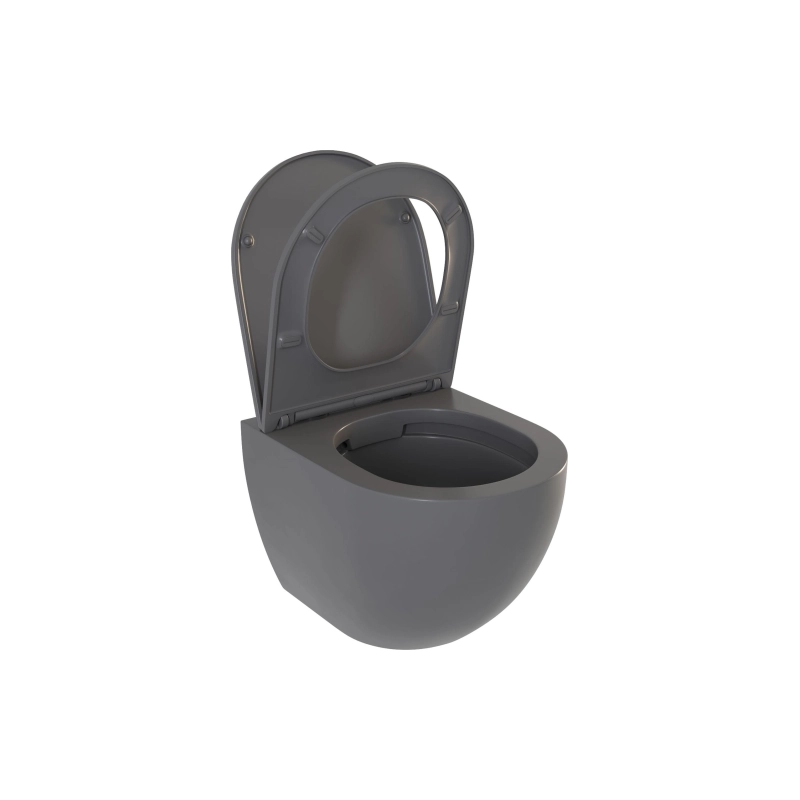 Унитаз подвесной PANDORA 2 GREY, безободковый, сиденье дюропласт, микролифт, УТ000081755