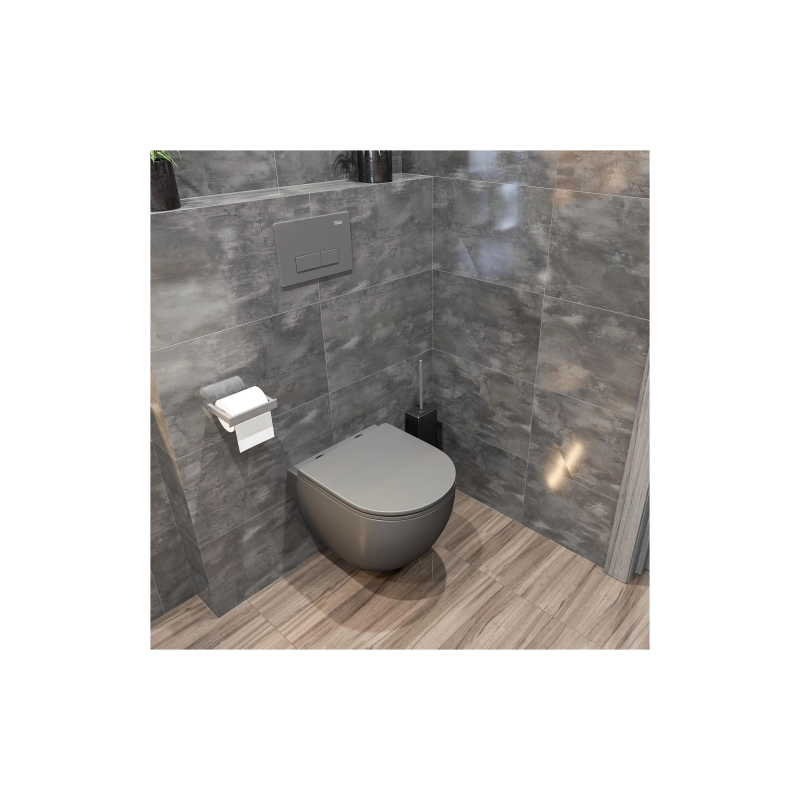 Унитаз подвесной PANDORA 2 GREY, безободковый, сиденье дюропласт, микролифт, УТ000081755