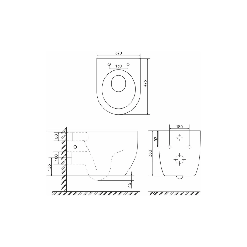 Унитаз подвесной PANDORA 2 GREY, безободковый, сиденье дюропласт, микролифт, УТ000081755