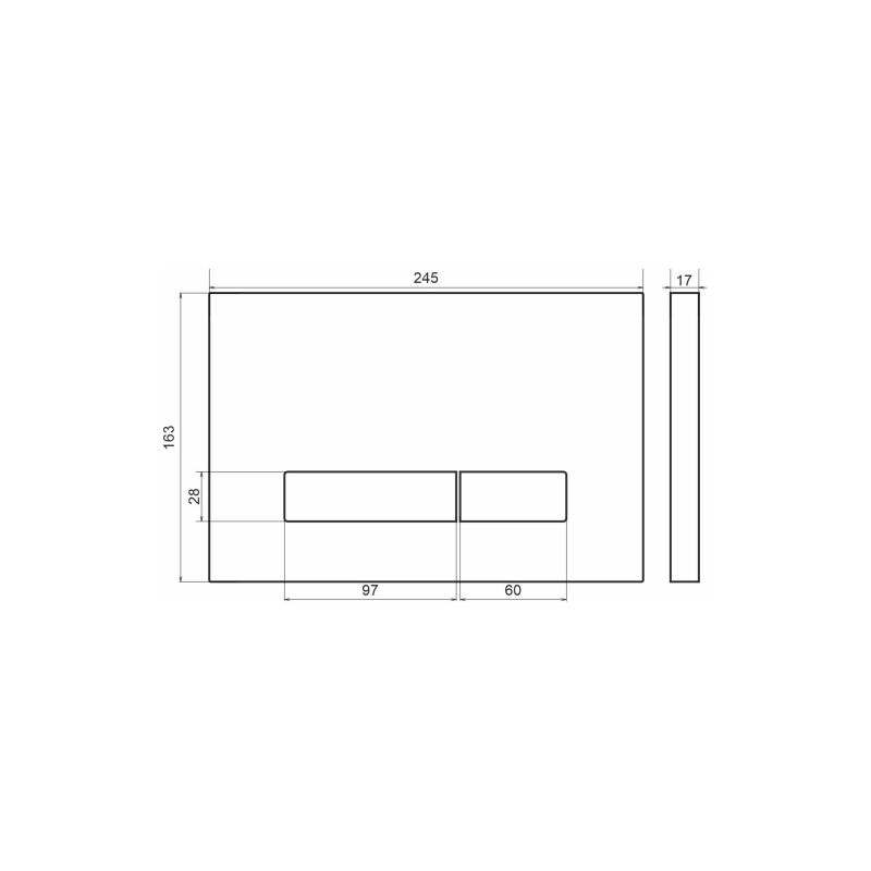 Клавиша смыва Sole S0120 сhrome, двойная, прямоугольная, хром, УТ000035591