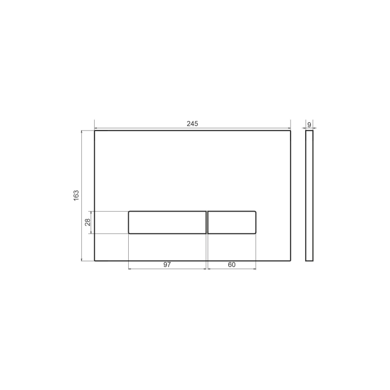 Клавиша смыва Sole S0323 ABS gun grey, двойная, прямоугольная, серый, УТ000104374
