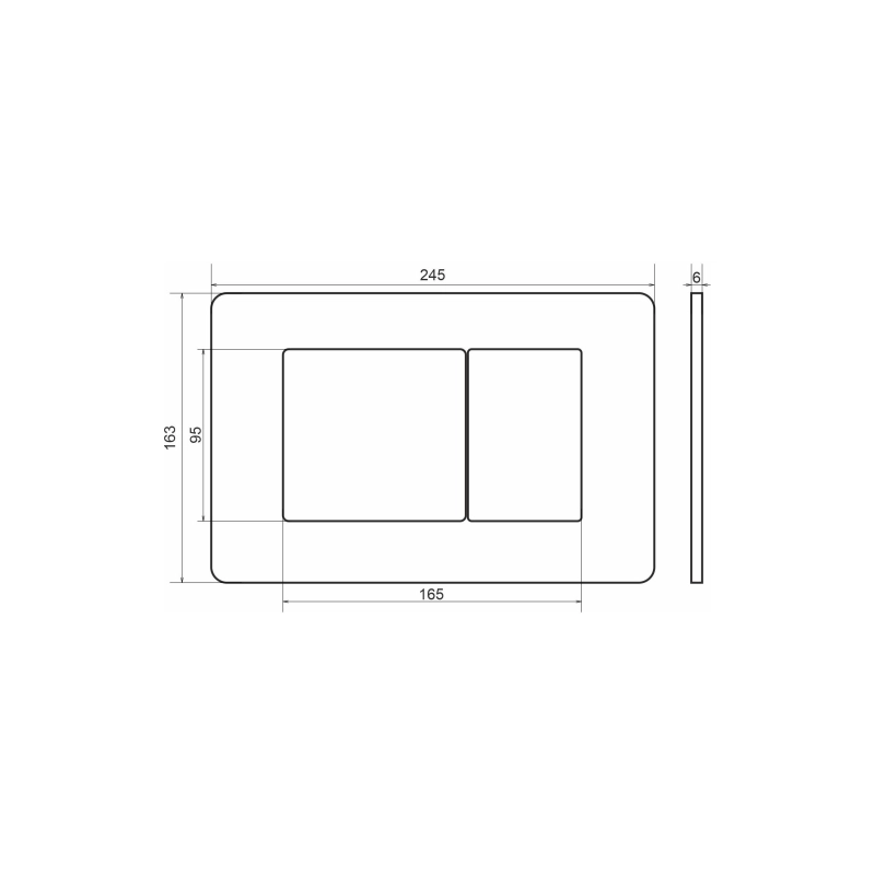 Клавиша смыва Sole S0423 brushed metal, двойная, прямоугольная, нерж. сталь, УТ000084848
