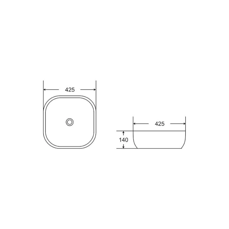 Раковина Shell-0118 425х425х140 накладная, квадратная, белый, УТ000027694