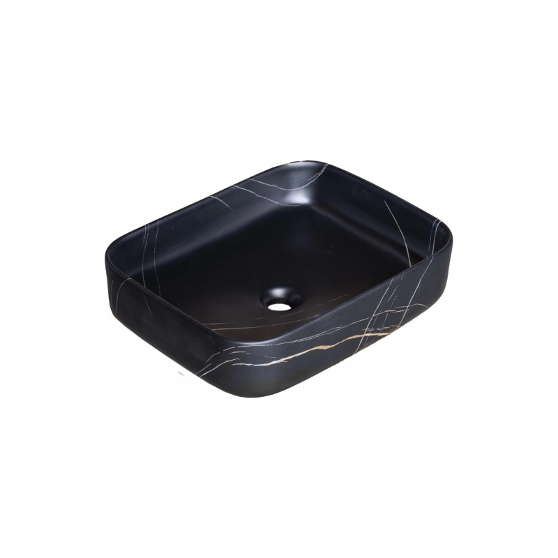 Раковина Shell-0619 Black Marquina 515х400х130 накладная, прямоугольная, черный, УТ000086045