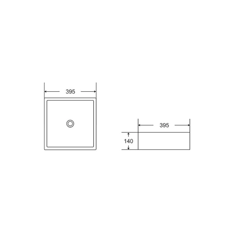 Раковина Shell-0719 395х395х140 накладная, квадратная, белый, УТ000041250