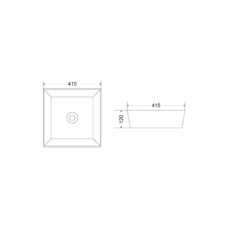 Раковина Shell-1020 415х415х120 накладная, квадратная, белый, УТ000055816