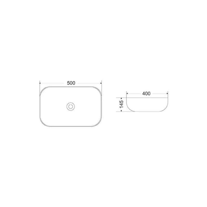 Раковина Shell-1120 500х400х145 накладная, прямоугольная, белый, УТ000055818