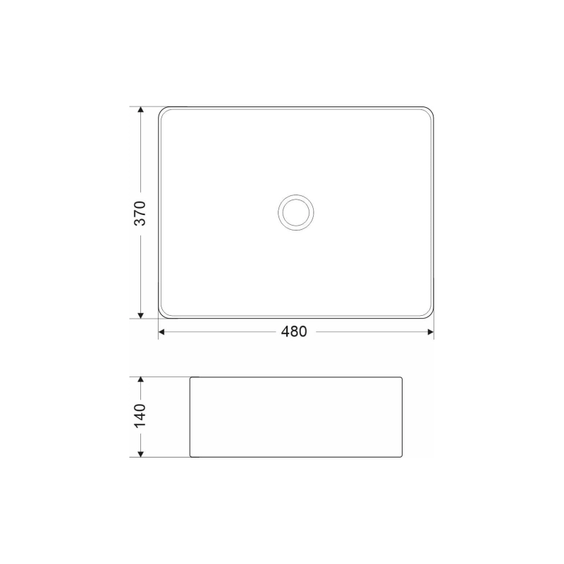 Раковина Shell-1323 480х370х140 накладная, прямоугольная, белый, УТ000086043