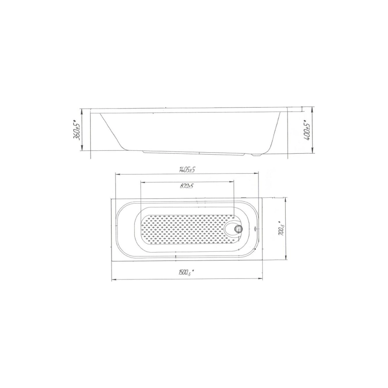 Ванна Poseidon Victoria 150х70, прямоугольная, ABS пластик, без каркаса и экрана, 01вик1570
