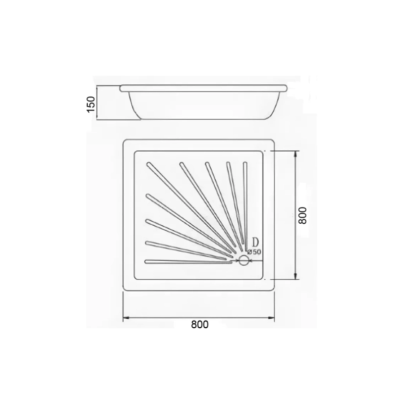 Поддон квадрат 80*80*15 (LG800B)