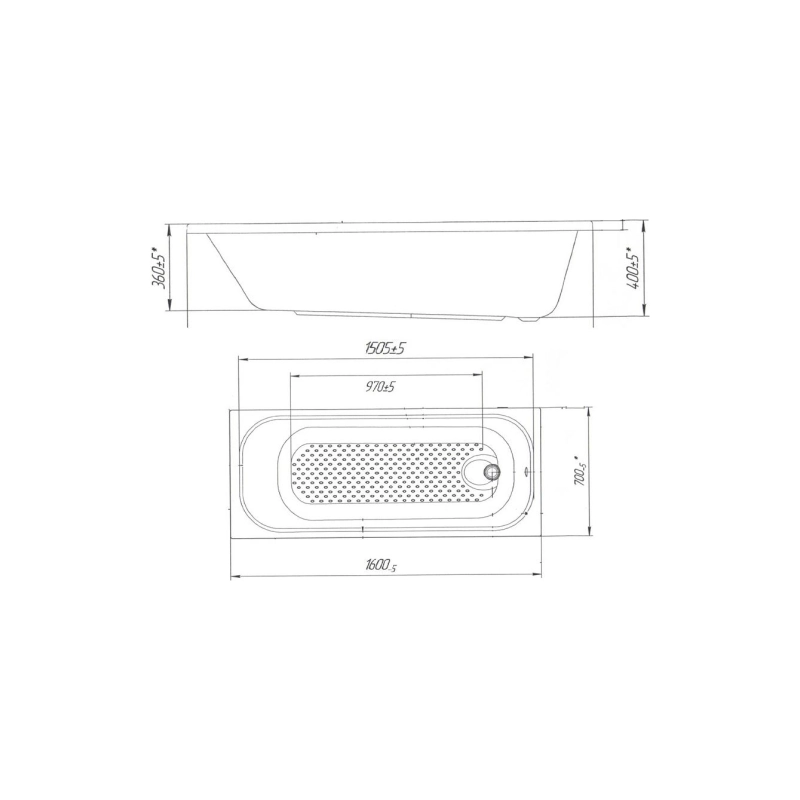 Ванна Poseidon Victoria 160х70, прямоугольная, ABS пластик, без каркаса и экрана, 01вик1670