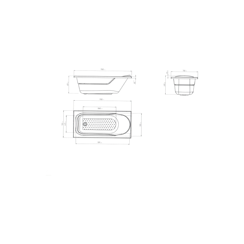 Ванна Poseidon Mila 170х70, прямоугольная, ABS пластик, без каркаса и экрана, 01мил1770