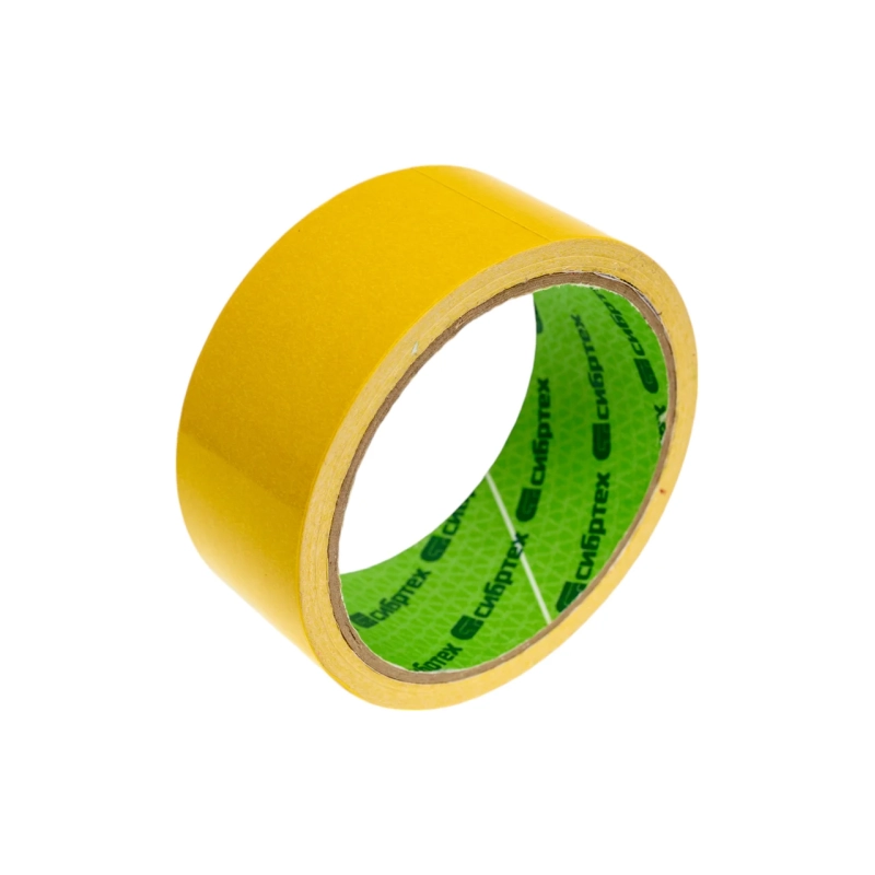 Лента клейкая двусторон, 38ммх10м, на пп основе Сибртех (88806)