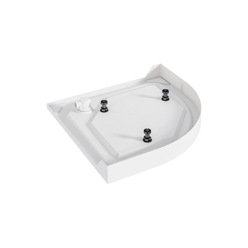 Душевой поддон из ABS пластика Tondo 90х90х12 см, 1/4 круга, сифон, с ножками, 01пто90К