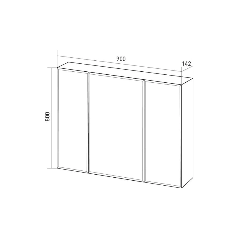 Зеркало-шкаф Соната 90 900х850 (ШВ), подсветка, 3 двери, белый глянец, У29558
